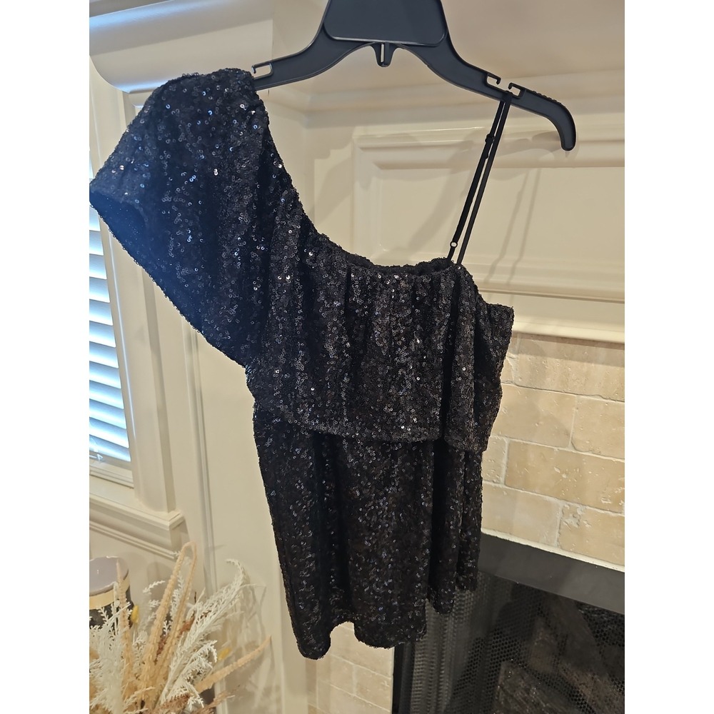 BB Dakota Sequin Black Cocktail Blouse Small